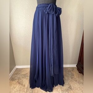 NWT Melansay Navy Chiffon Maxi Skirt with removable Tie